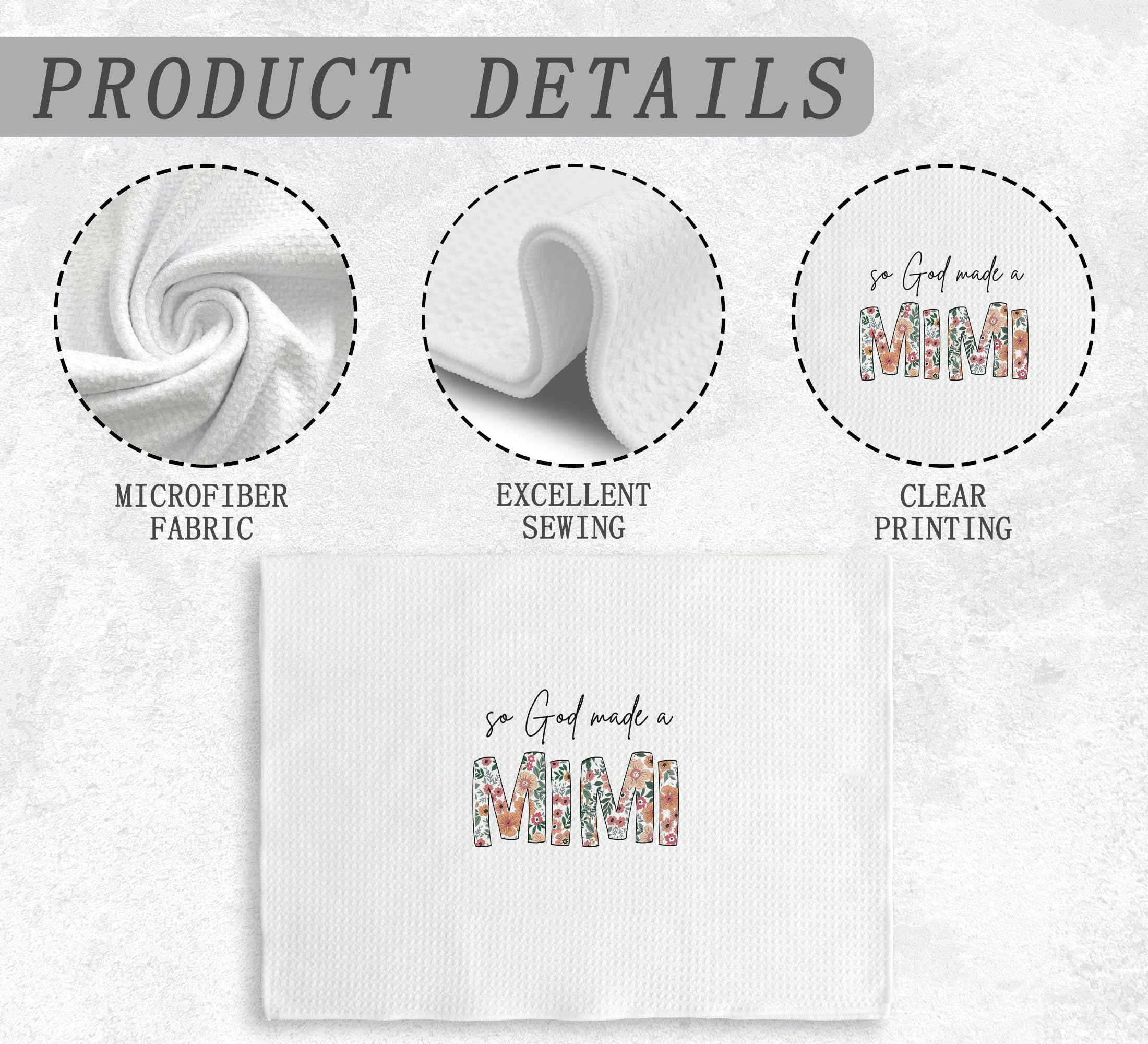 Mimi Kitchen Towels Dishcloths, Mimi Gifts for Grandma from Grandkids, Grandma Gifts, Make a Mimis Drying Cloth Hand Towels Tea Towels for Bathroom Kitchen, 16×24 Inches