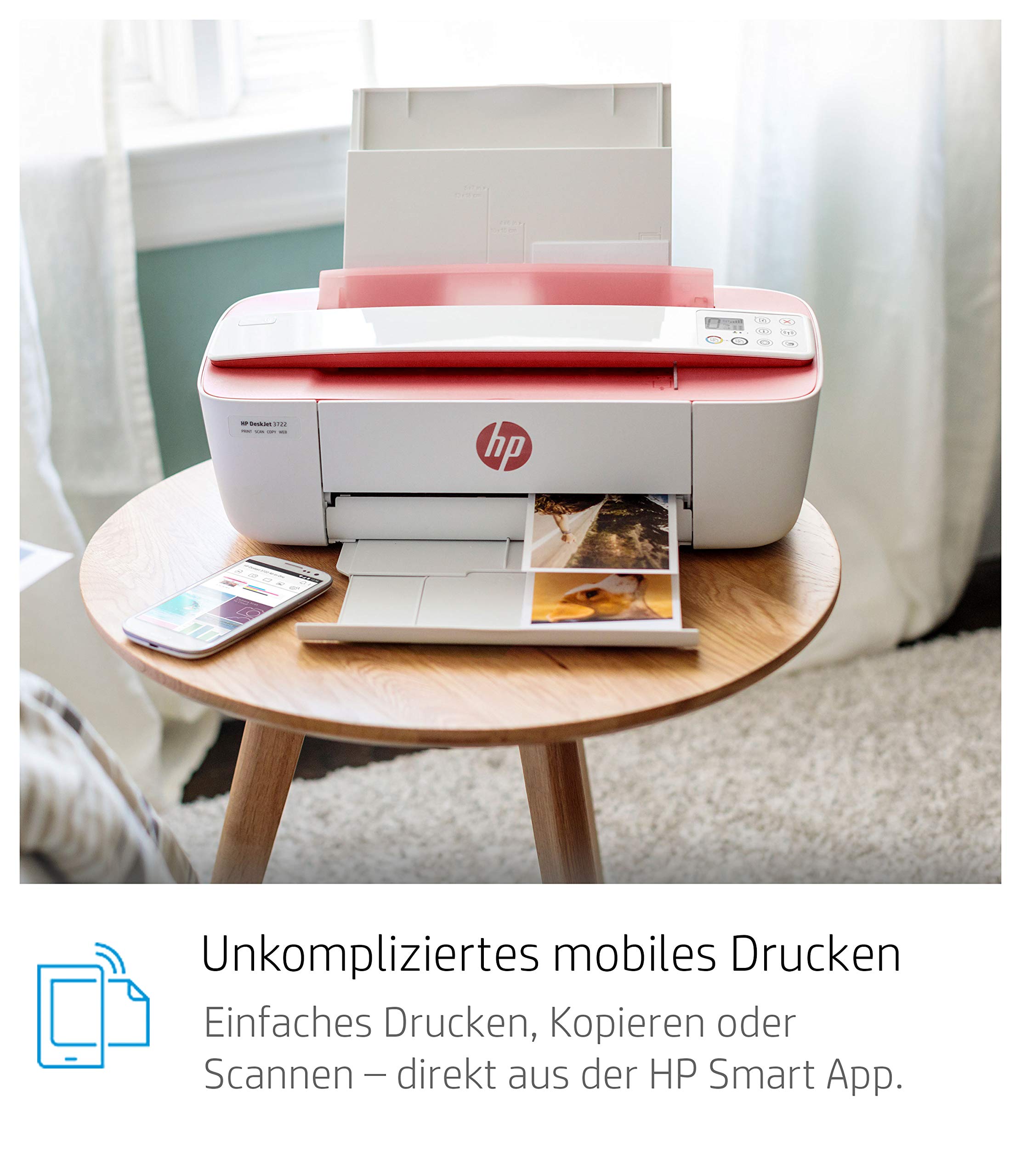 HP DeskJet 3764 Multifunktionsdrucker (Drucken, Scannen, Kopieren, WLAN, Airprint, mit 2 Probemonaten HP Instant Ink Inklusive) rot