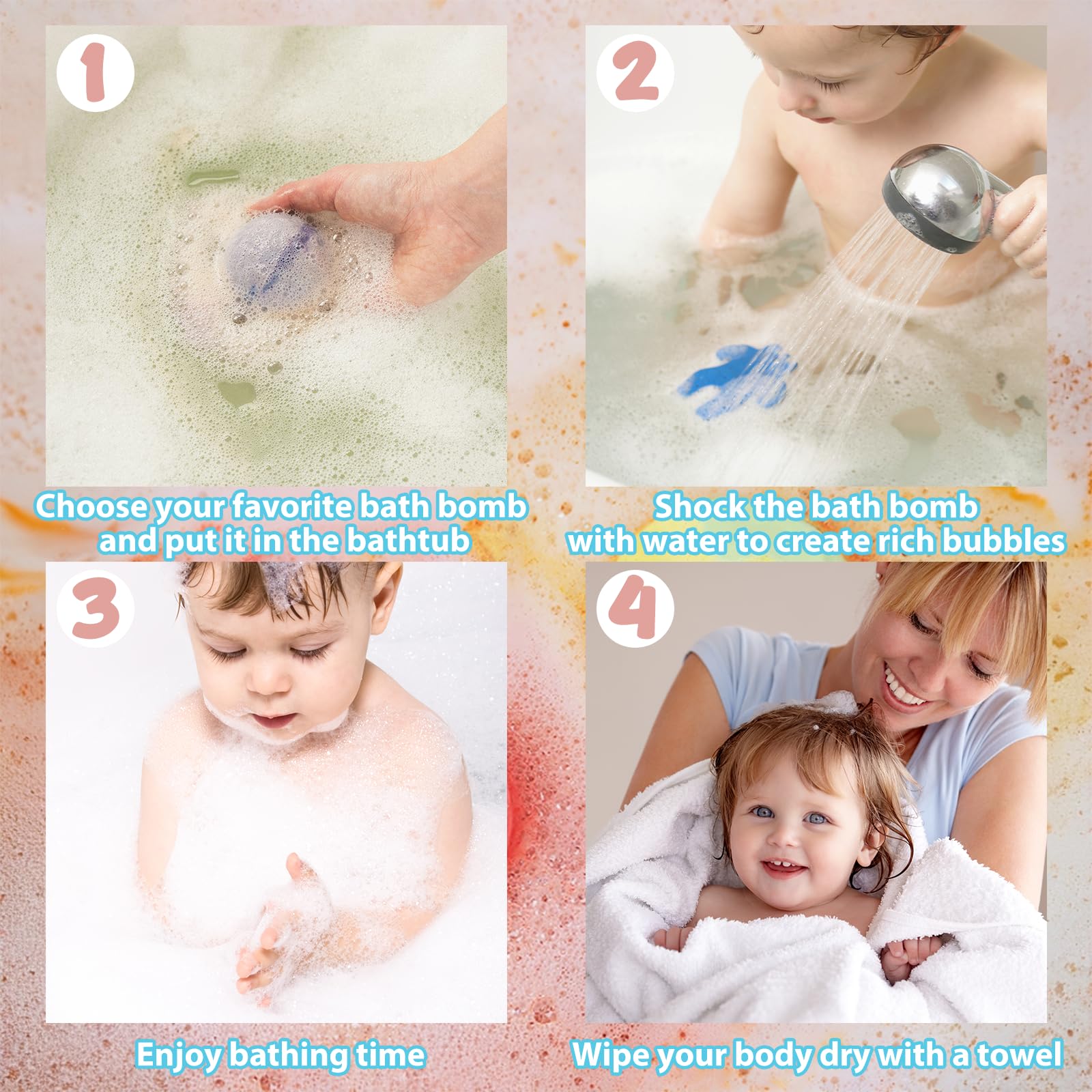 12 x Bombe da Bagno di Kids, Giocattolo a Sorpresa All'interno, bombe da Bagno in Schiuma Organica Naturale, Regali per Ragazzi e Ragazze