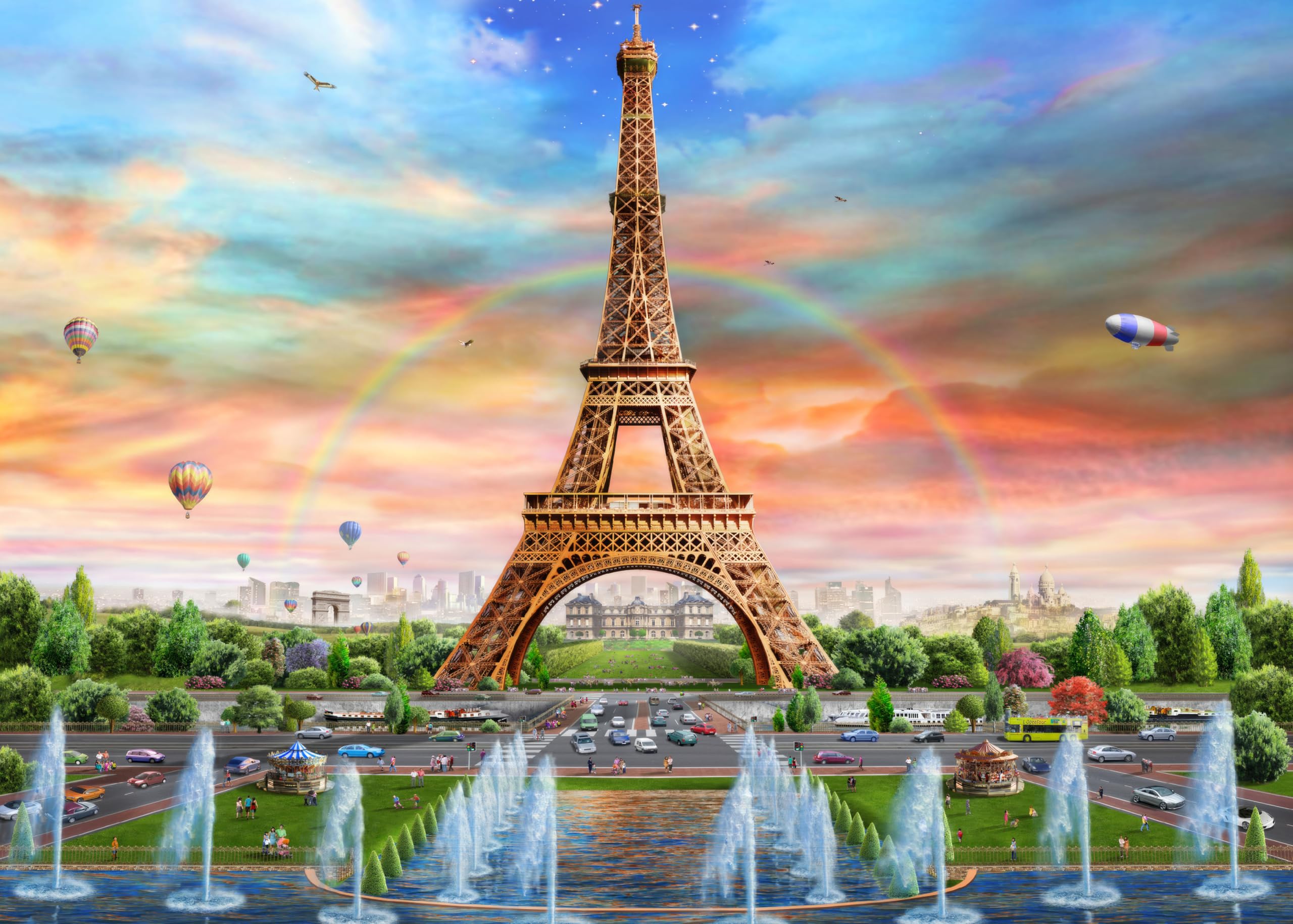 Jigsaw Puzzles for Adults 1000 Piece Eiffel Tower 27.56 x 19.69 Inch Educational Game Challenge Toy Landmarks Puzzles