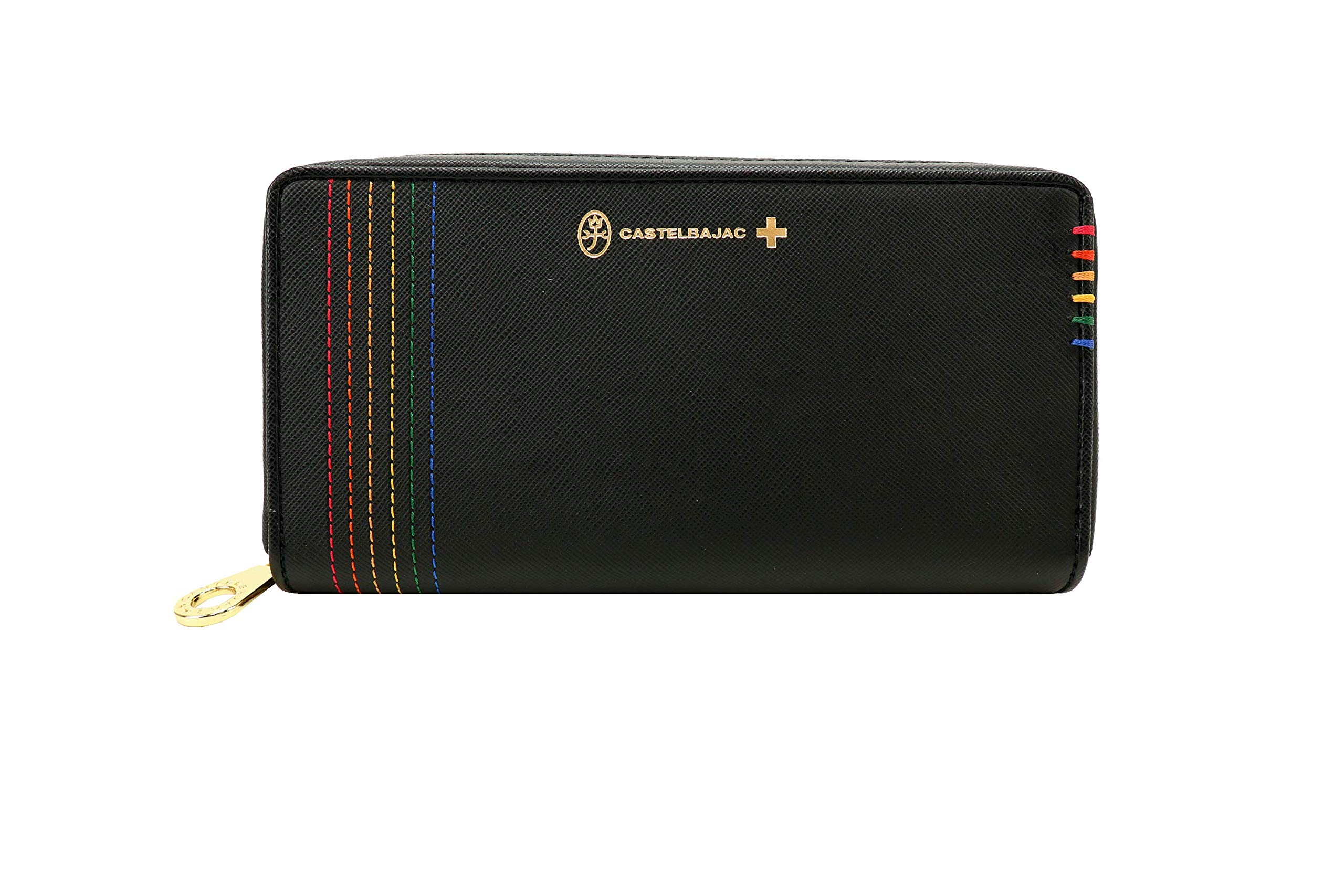 【未使用級】カステルバジャック　長財布　ラウンドジップ　エンボス　ブラック 未使用級】カステルバジャック 長財布 ラウンドジップ エンボス