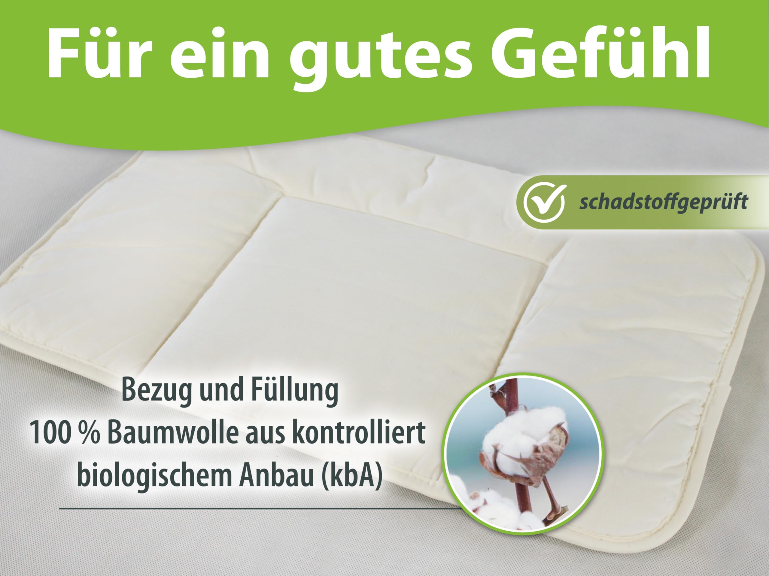 franknatur Kinderflachkissen 40x60 Bio Baumwolle Kopfkissen Nancy