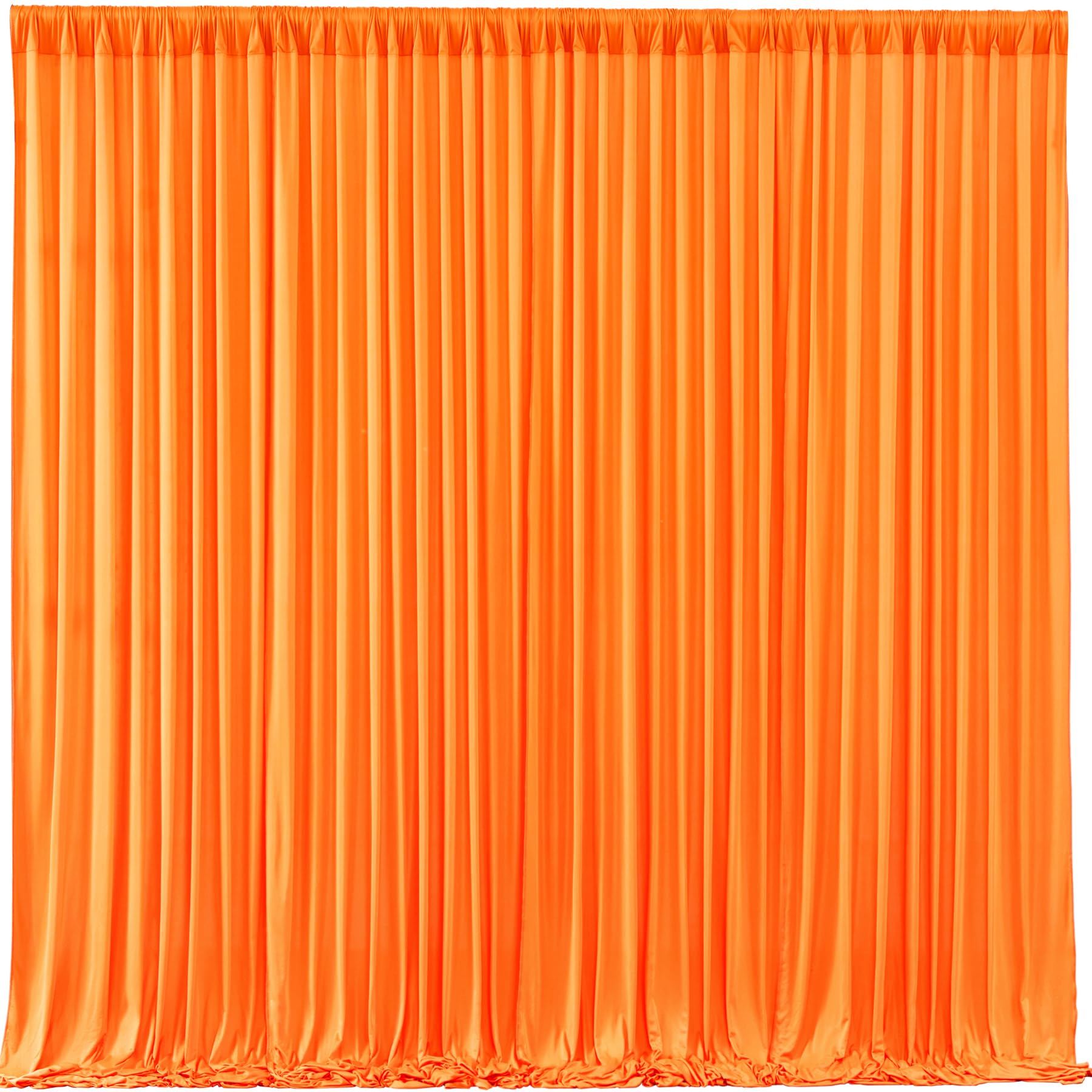 Orange Backdrop Curtains - 8 Panel Wrinkle-Free Polyester Photography Drapes for Baby Shower & Birthday Party - 32 x 10FT