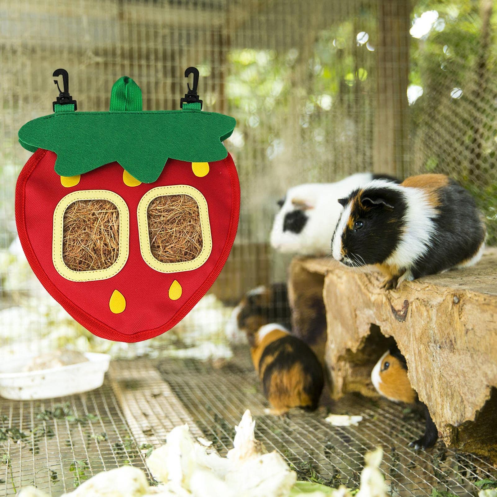 Mangiatoia Fieno Per Conigli In Legno - Portafieno Con Vassoio, Anti-Spreco - Foto 5