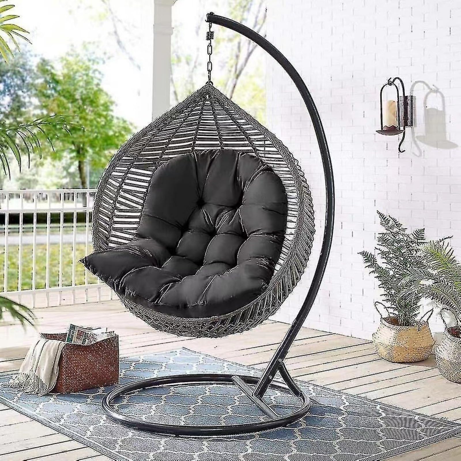 Coussin Rond Papasan 100 Cm – Coussin Chaise Balançoire Oeuf Suspendue, Tissu Polyester Chameau