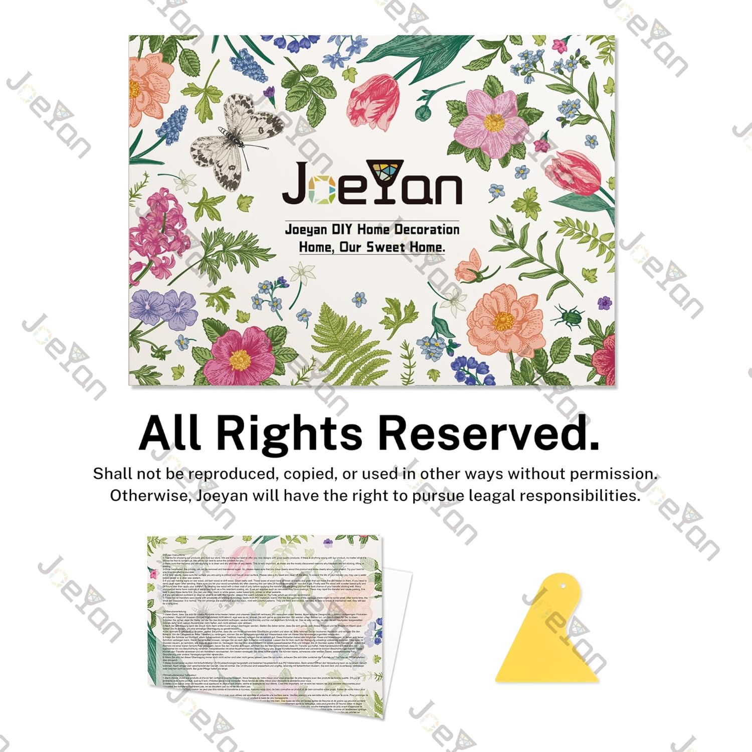 Joeyan Rub on Transfersクラフトや家具用 - 2枚の大きな12インチx18インチのシート装飾ミックスブーケステ