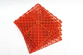 Interlocking Soft PVC Modular Garage Flooring Tile - 12"x12" | 5 Count - Pool Patio Floor, Ideal for Indoor and Outdoor Use, Interlocking Drainage Mats Red, 12 x 12