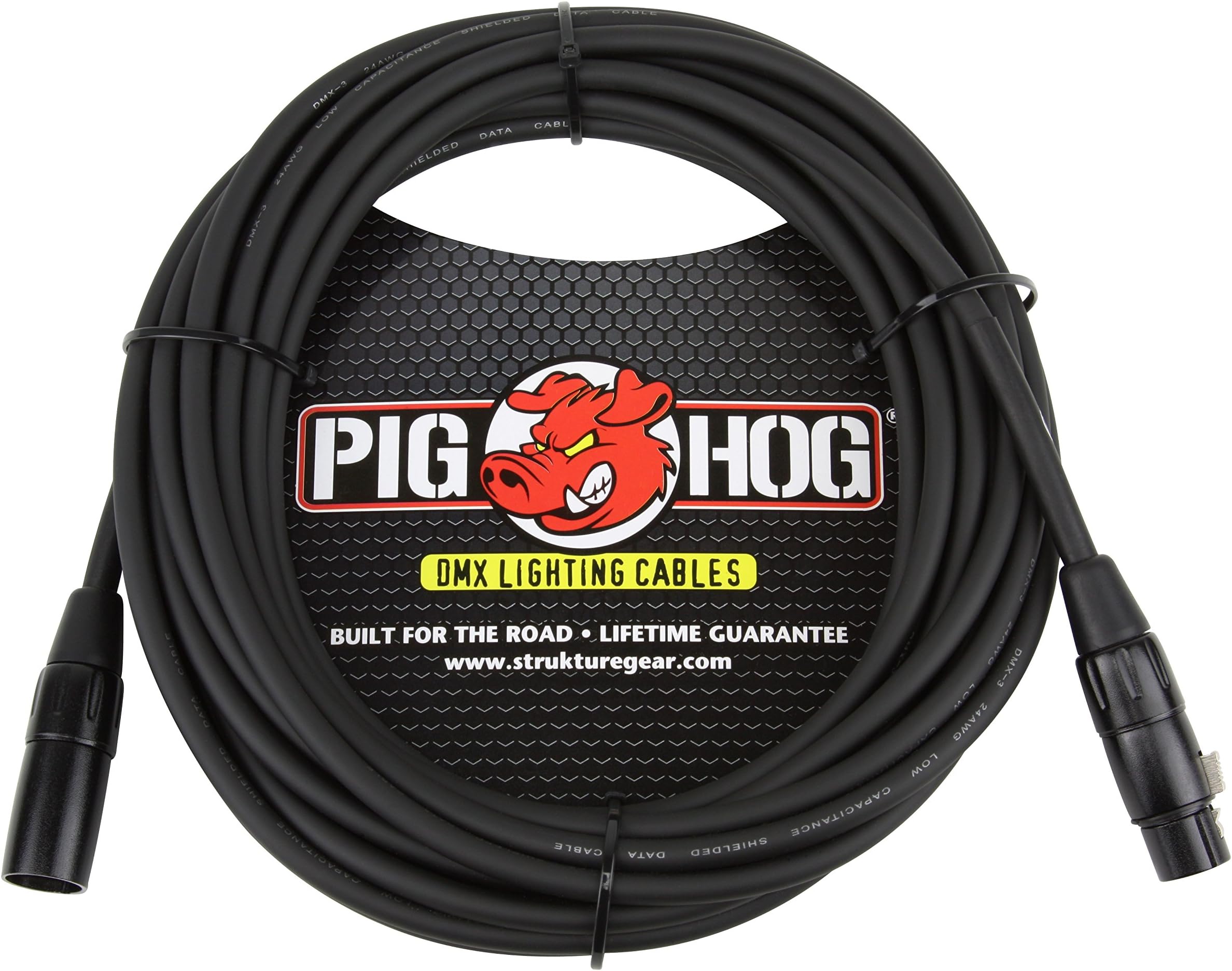 Pig Hog PHDMX25 3-Pin DMX Lighting Cable, 25 Feet,Black