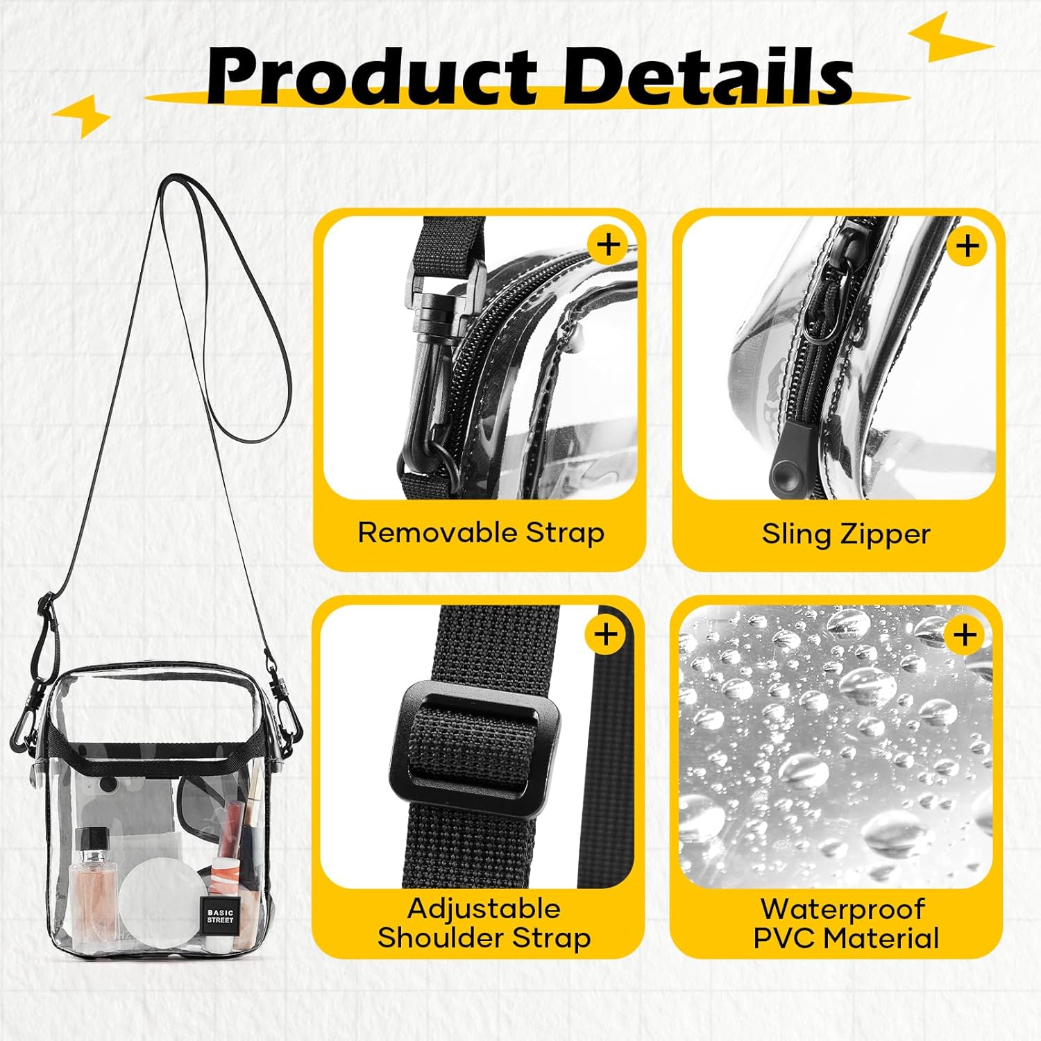 SEAFEW Clear Mini Crossbody Bag Shoulder Bag for Men, Small Messenger Satchel Bag for Women - Image 6