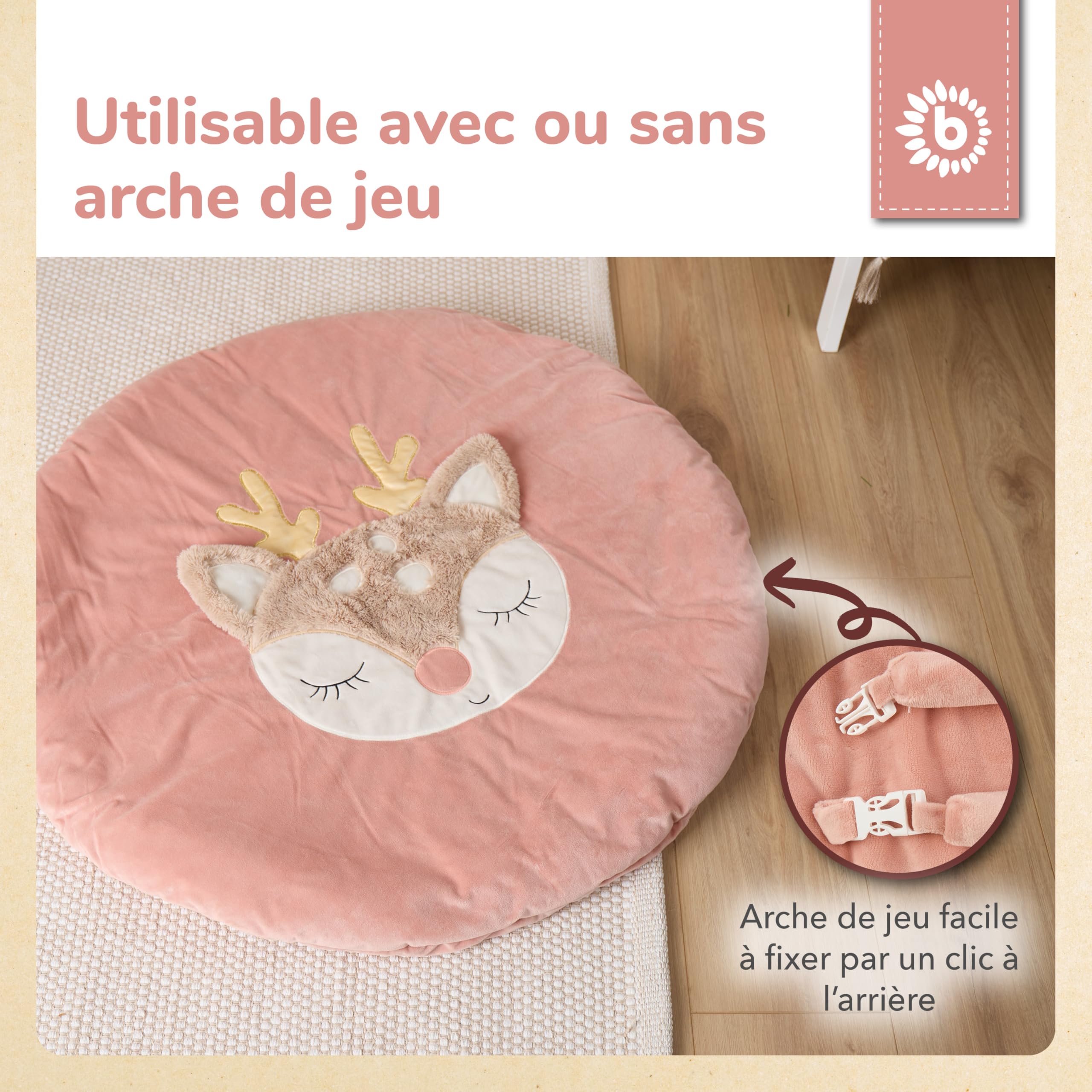 Bieco Tapis d'éveil avec arche d'activités Reh Ella | Couverture bébé Reh Ella | Tapis d'éveil bébé avec arche de jeu | Tapis d'activités bébé sol Gym Tapis de jeu