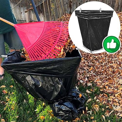 Miniatura 6 de Soporte de metal para bolsas de basura, marco para bolsas de basura con capacidad para bolsas de plástico de 30 a 45 galones, soporte multiusos para