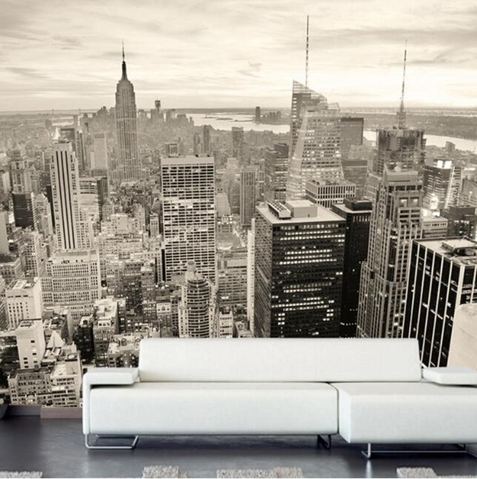 BOVZOX Tapeta 3D do salonu ściana Manhattan i panorama szer. 250 x wys. 175 cm tapeta ściana telewizor sofa motyw hotel korytarz tło obraz ścienny dekoracja domu