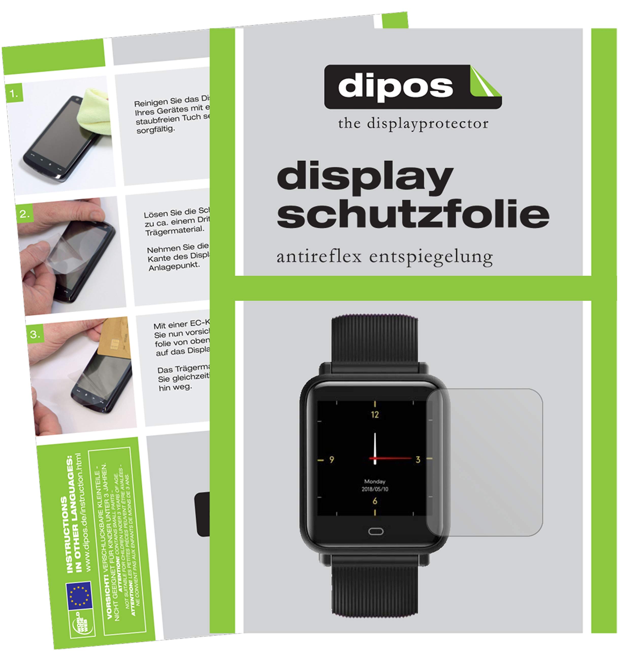 dipos I Pellicola Protettiva Compatibile con GRV Smartwatch Pellicola di Protezione Cristallo