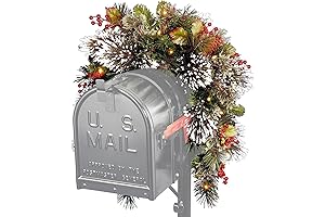 National Tree Wintery Pine Lighted Mailbox Swag