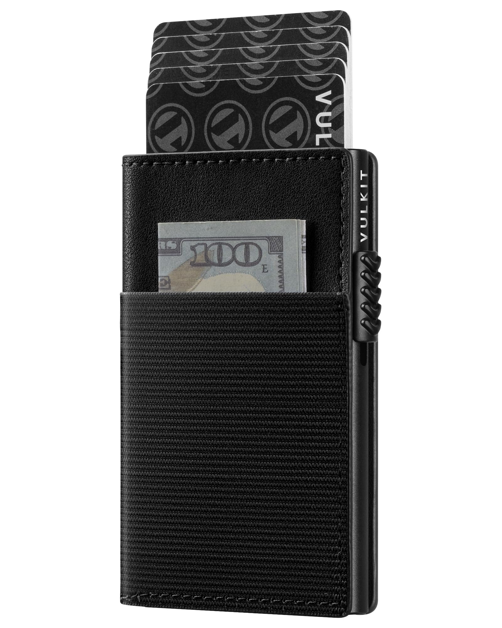 VULKIT Etui na karty męskie i damskie etui na karty blokujące RFID Portfel na karty męskie z zamknięciem magnetycznym, Czarny (Black), Minimalistyczny