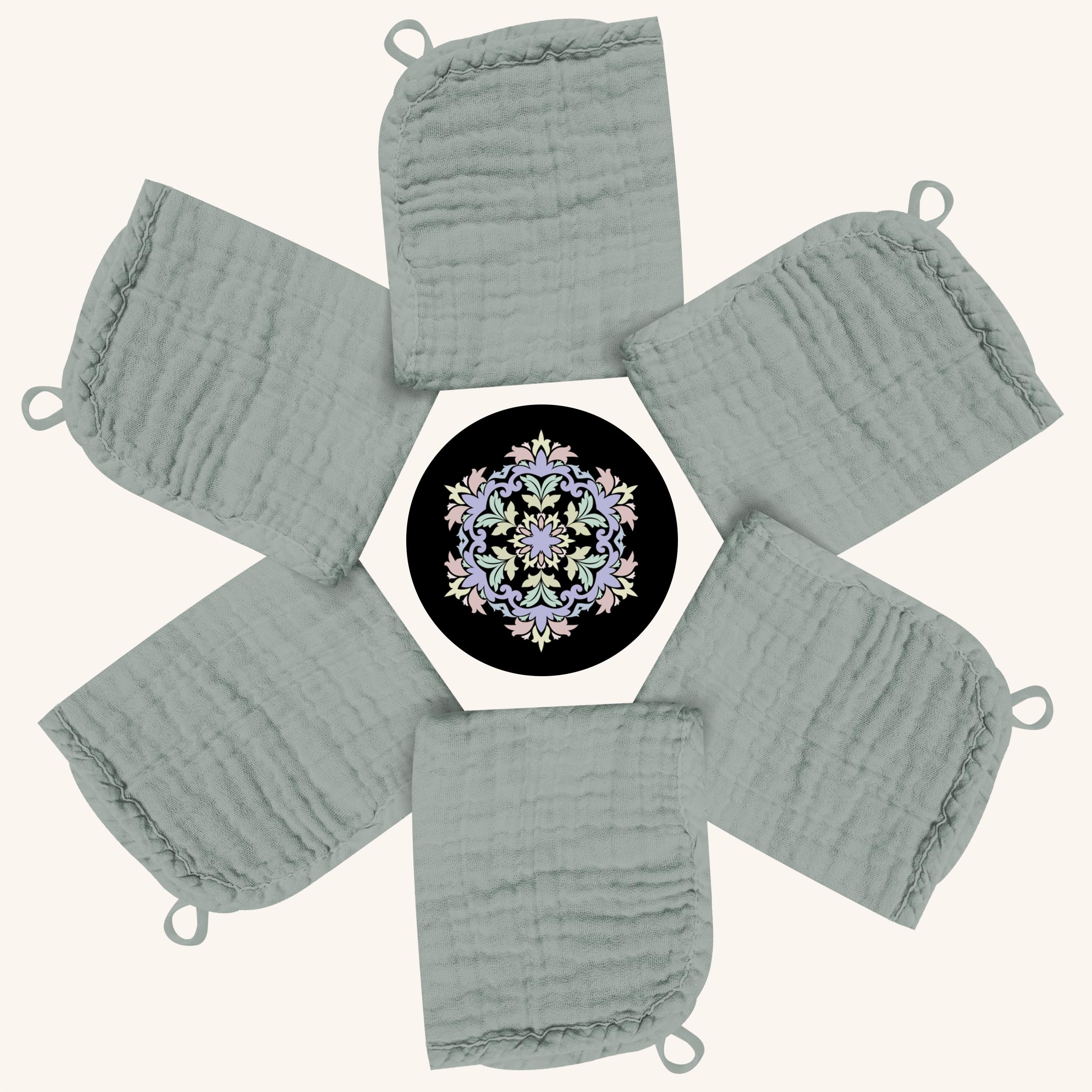 Lot de 12 débarbouillettes pour bébé 100 % mousseline de coton douces et lingettes absorbantes pour nouveau-nés, enfants, filles et garçons, 30,5 x 30,5 cm, vert