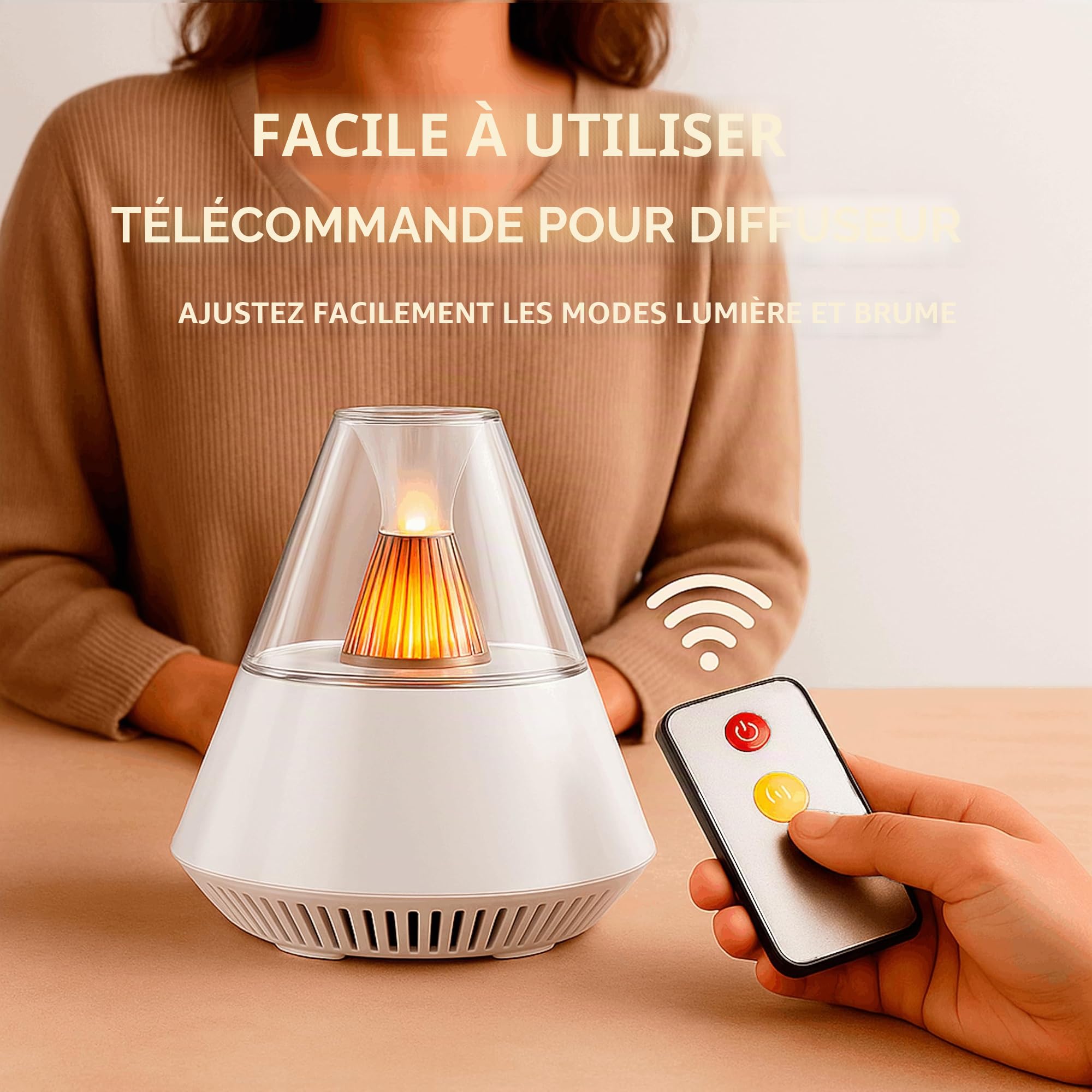 ALMA® Diffuseur & Humidificateur d'Aromathérapie à Lampe Aux Chandelles - Diffuseur d'Huiles Essentielles 150 ML – Humidificateur Ultrasonique à Brume Fraîche
