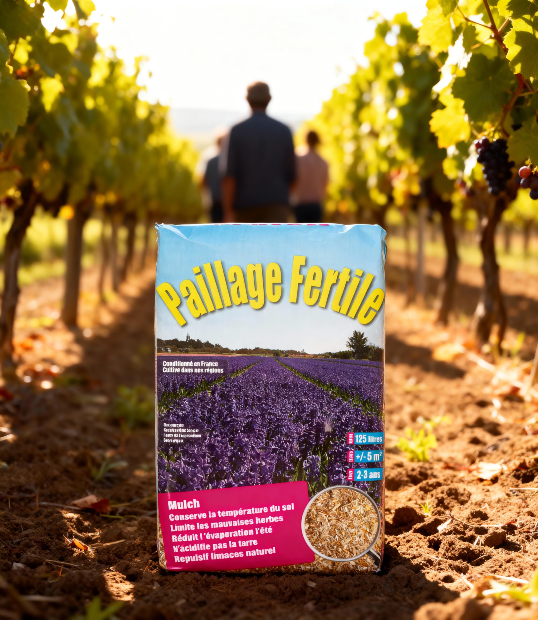 Paillage Fertile® Pailles de roseaux défibrées 125L – Paillis naturel anti-limaces pour potagers et massifs