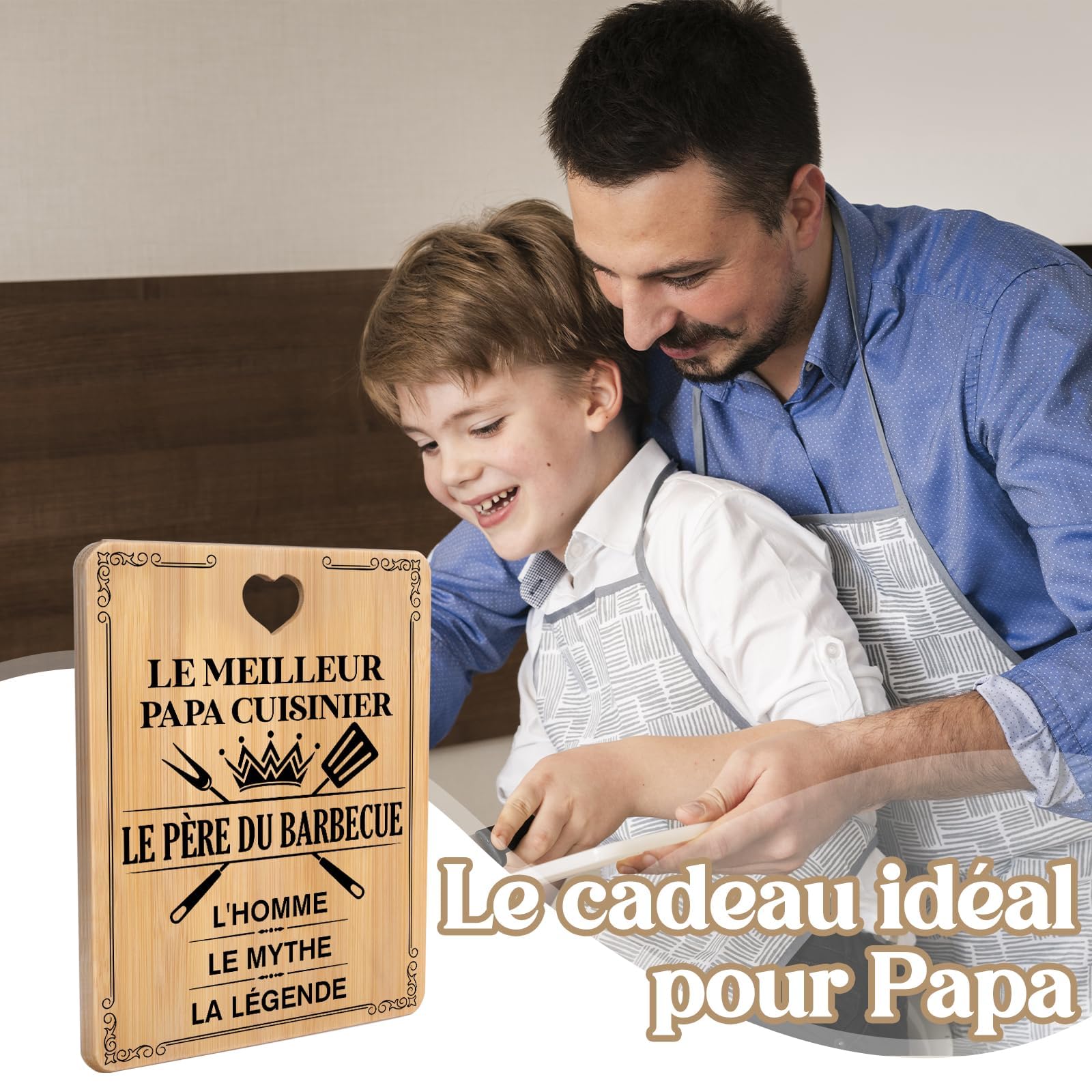 Planche à Découper Bambou Gravée - Cadeau Personnalisé Pour Papa - Fête Des Pères, Anniversaire, Noël