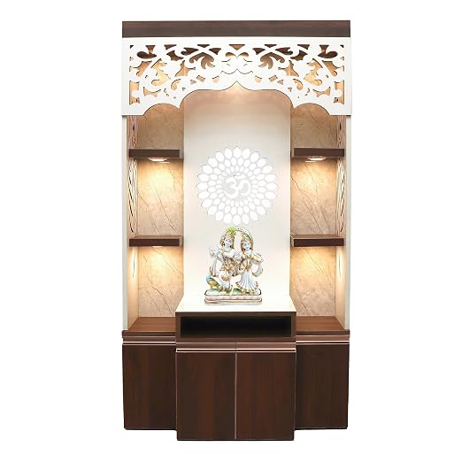 Alpine Willow Modern Wooden Temple 3x5.5 ft I Pooja Temple I Corian ...