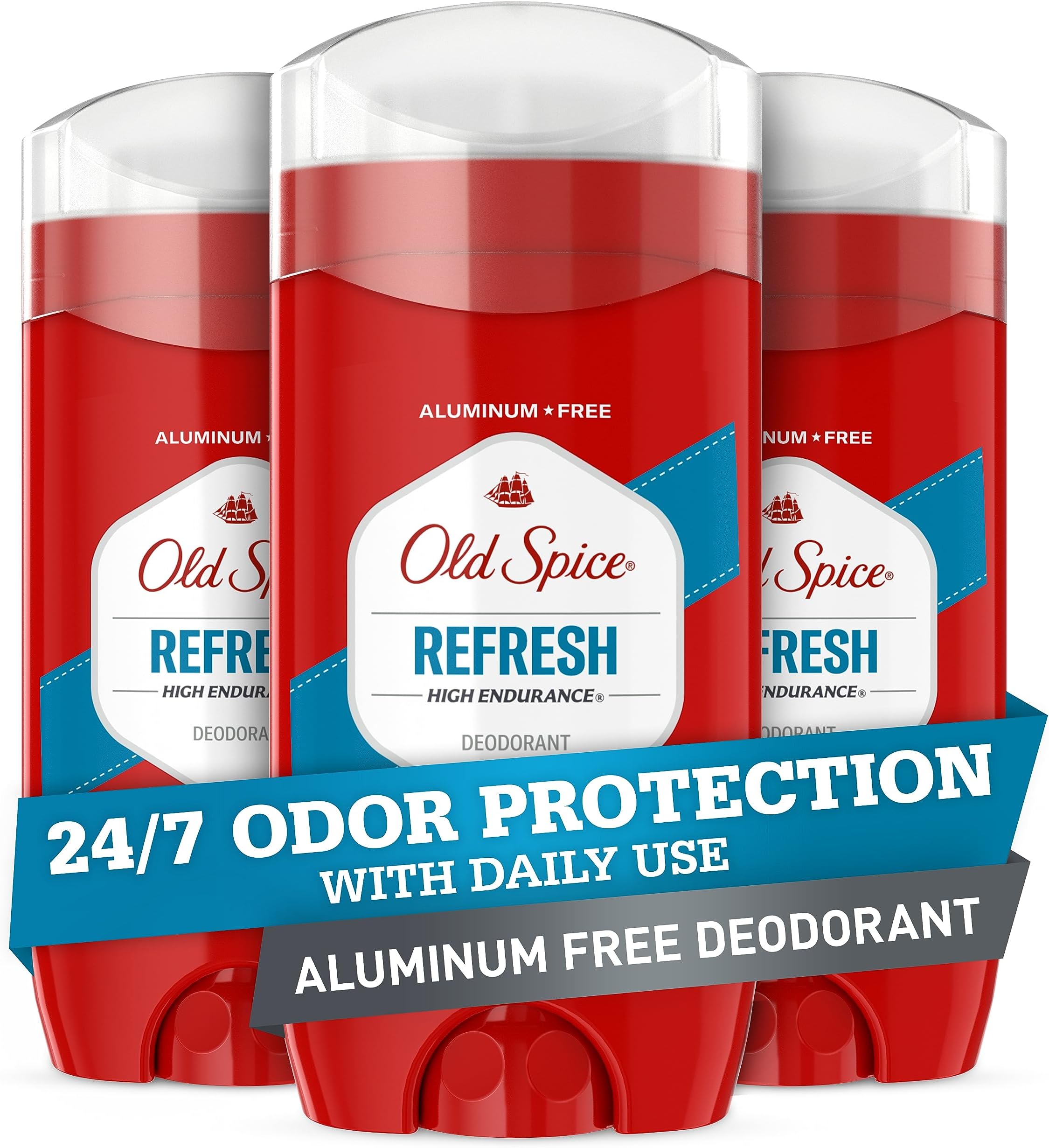 High Endurance Deodorant for Men, Aluminum Free, 24/7 Odor Protection, Refresh Scent, 3 oz (Pack of 3)
