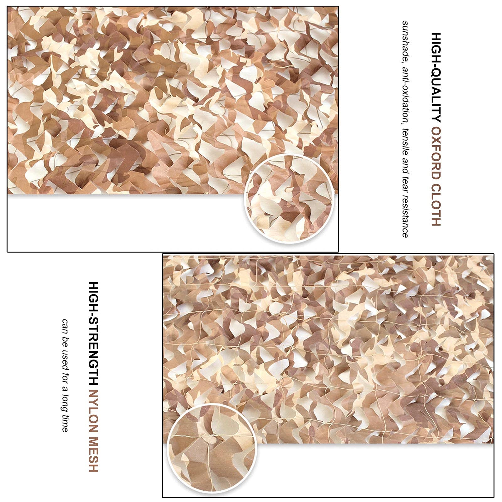 Rete Mimetica Del Deserto 2×3m 3×3m 3×4m 4×5m 5×5m 6×8m,Rete Militare,Rete Mimetica Camouflage Per Protezione Solare,Per Giardino Pergola Patio Decorazione Campeggio Caccia,Desert-2x3m(6.6*9.8ft)