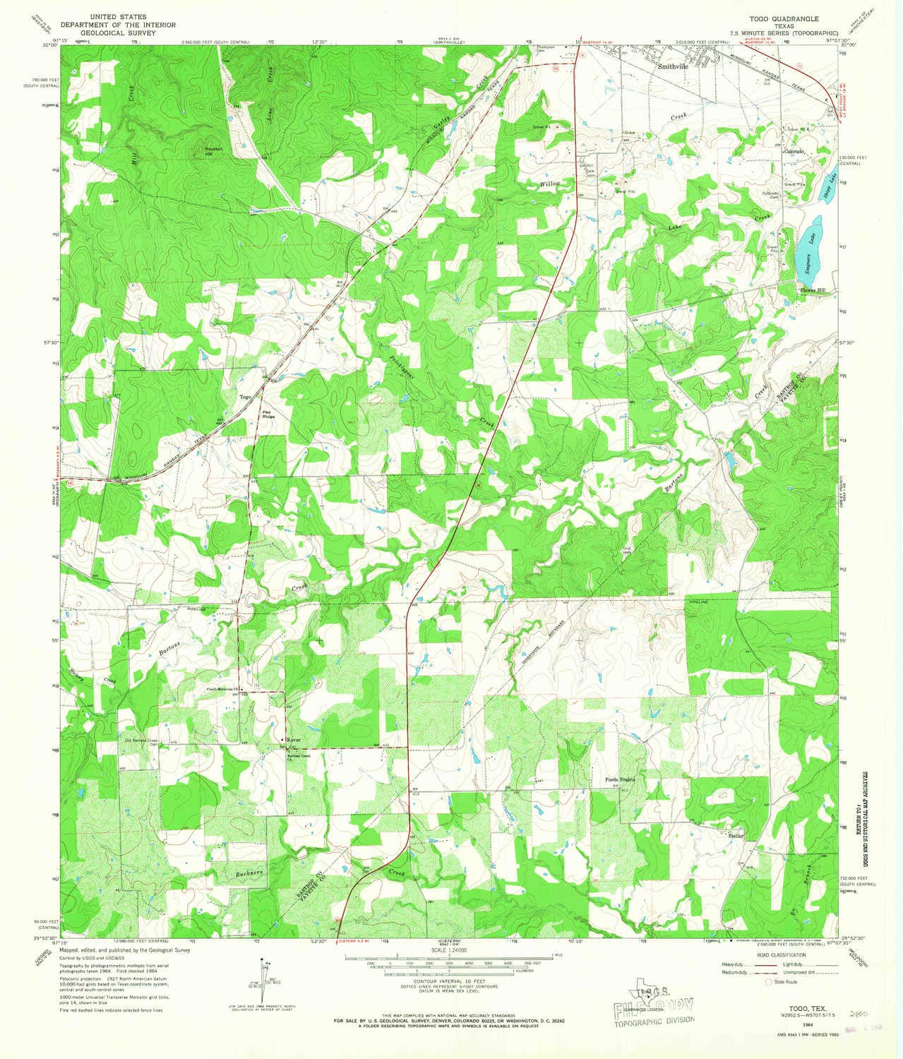 Togo TX topo map, 1:24000 Scale, 7.5 X 7.5 Minute, Historical, 1964, Updated 1968, 27 x 23 in