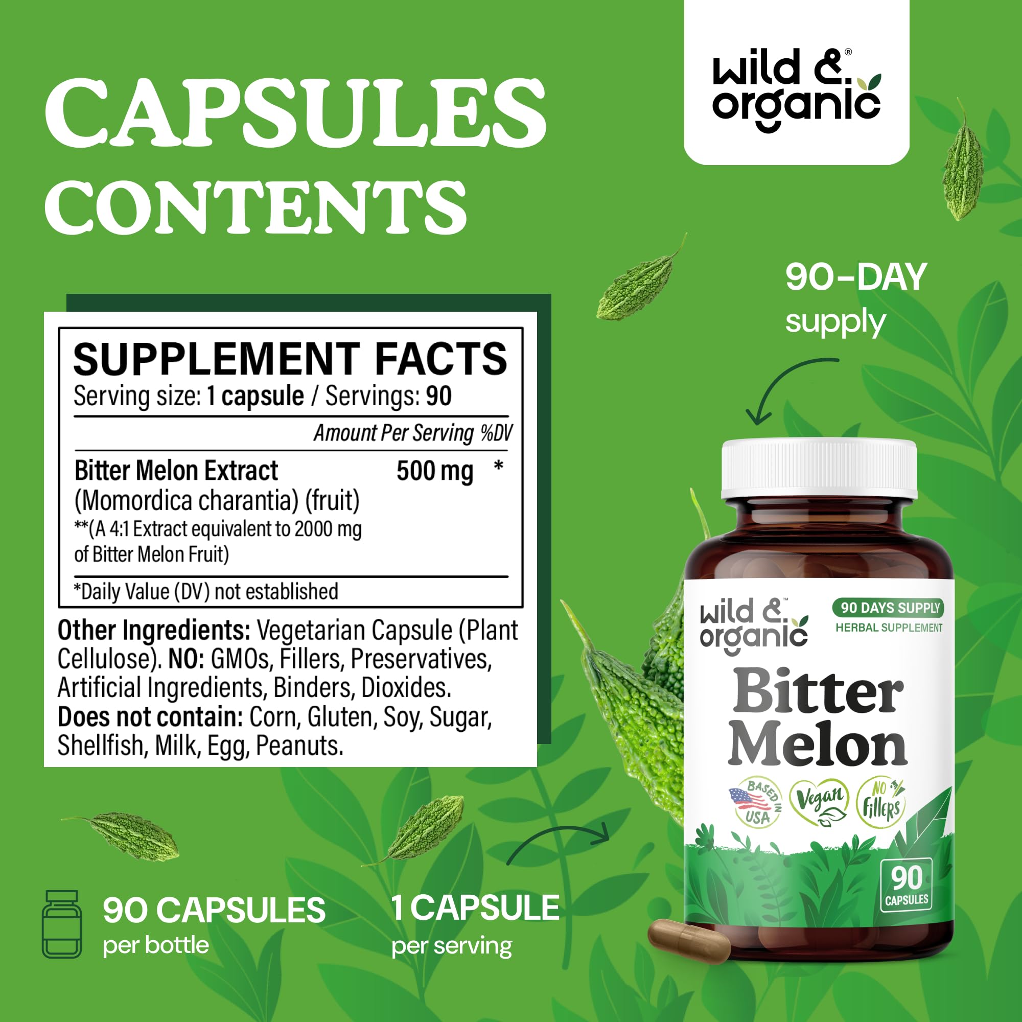 Amazon.com: Wild & Organic Bitter Melon Capsules 500 mg - Overall