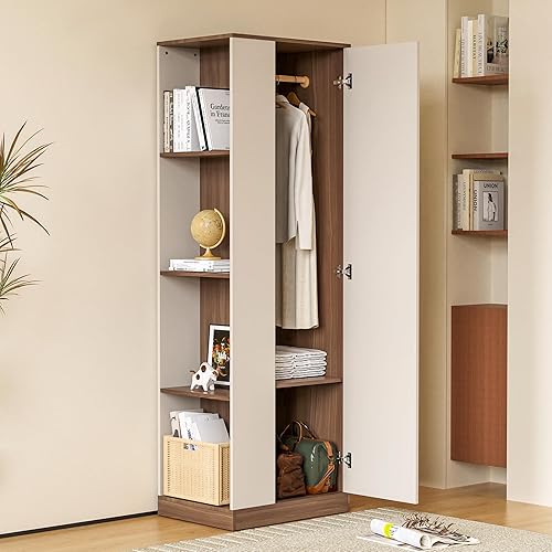 Miniatura 2 de JFOSUP Armario moderno, Armario de dormitorio con almacenamiento eficiente espacioso y versátil, gabinete de almacenamiento de piso de color nogal