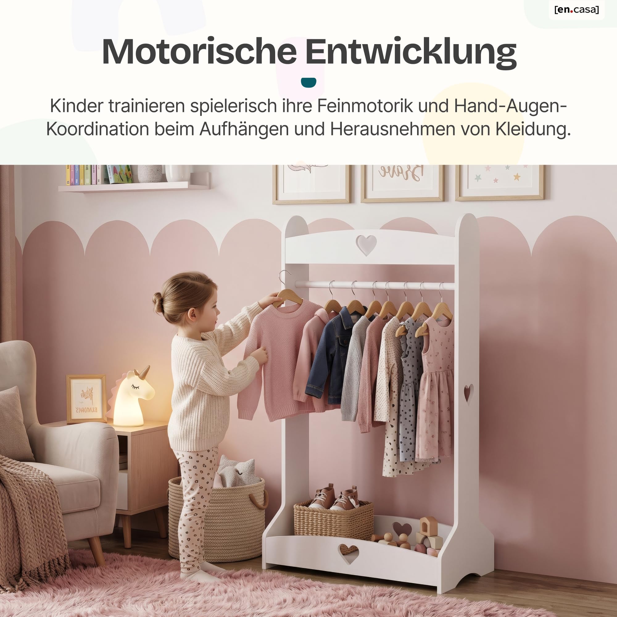 [en.casa] Kindergarderobe stehend Haandsvanssad 126x73x43 cm Weiß