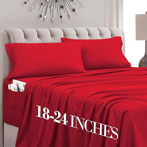 Mocassi Juego de sábanas tamaño matrimonial, sábanas y fundas de almohada de lujo para hotel de 1800 Premier, sábanas ultrasuaves, transpirables y