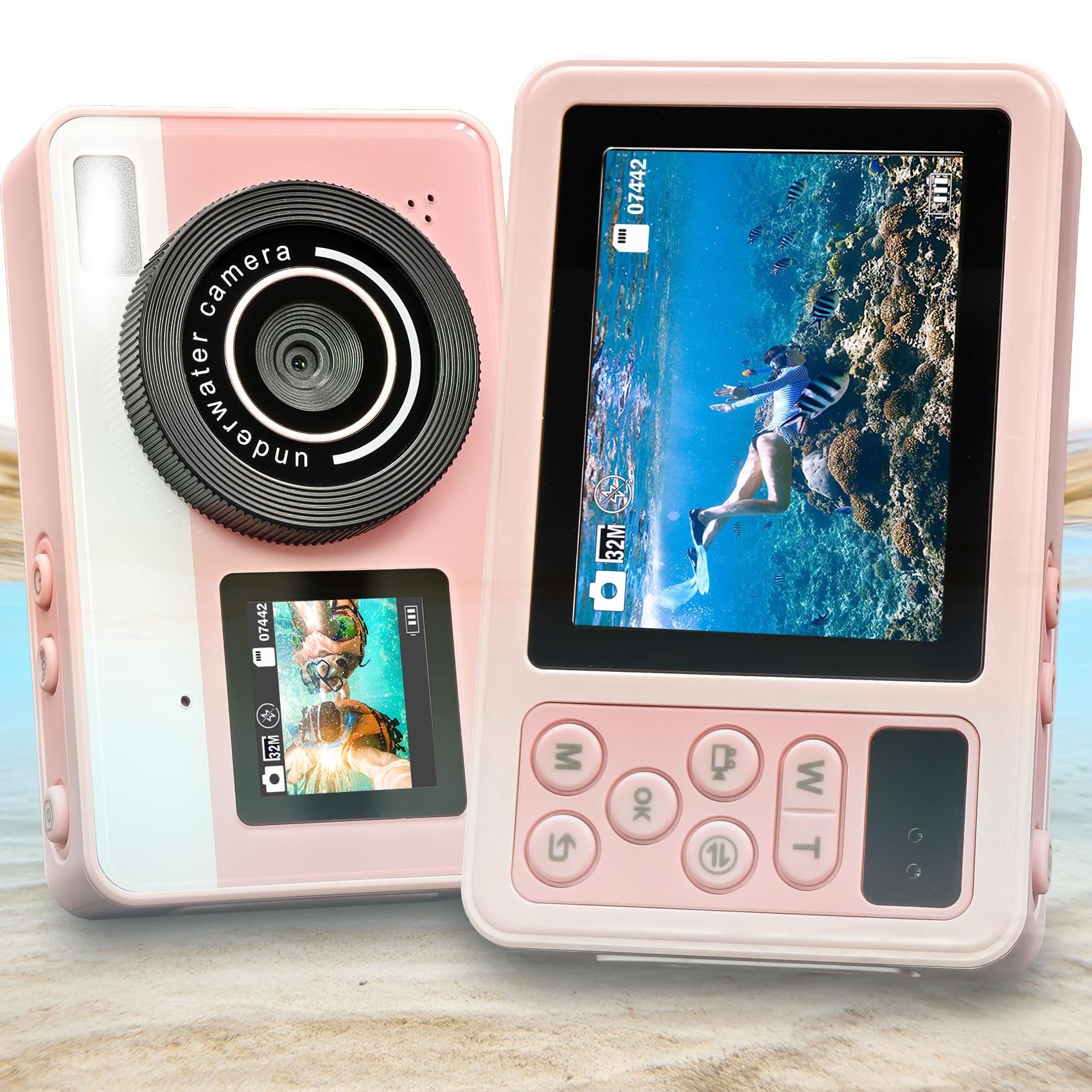 防水カメラ 1080P 自撮可能 デジカメ 動画＆写真 3M防水 ケース不要 水中カメラ 操作簡単 フラッシュ撮影をサポート 軽量 コンパクト 32G Amazon | 防水カメラ 1080P 自撮可能デジカメ 動画＆写真 3M防水