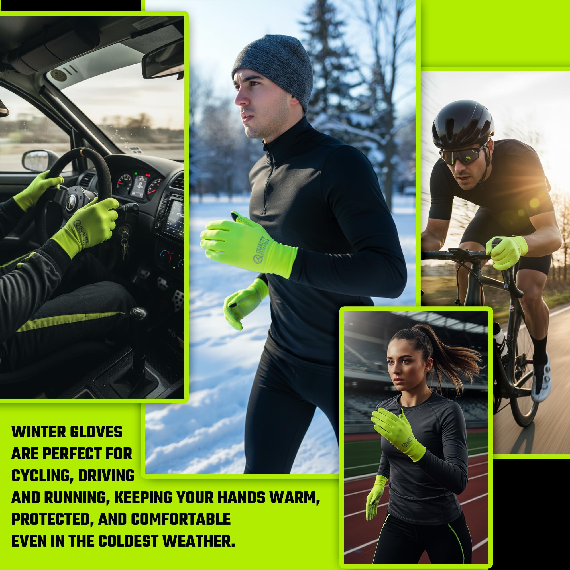 QTF Guantes deportivos ligeros para hombre y mujer, guantes para pantalla táctil, para correr, forro delgado y cálido, para invierno, ciclismo, caminar, ciclismo, deportes, conducción, antideslizantes