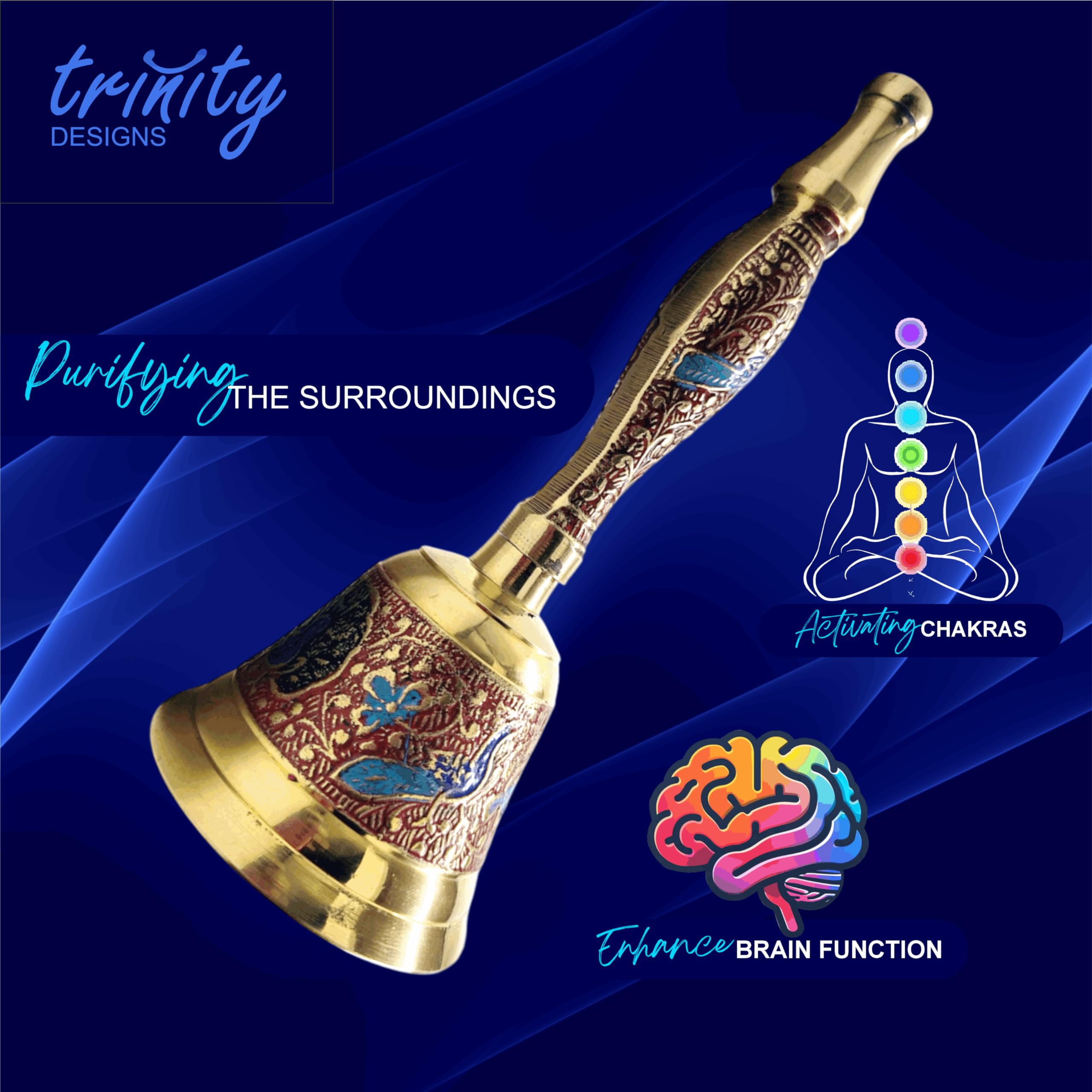 Brass Pooja Bell - Traditional Indian Design -7