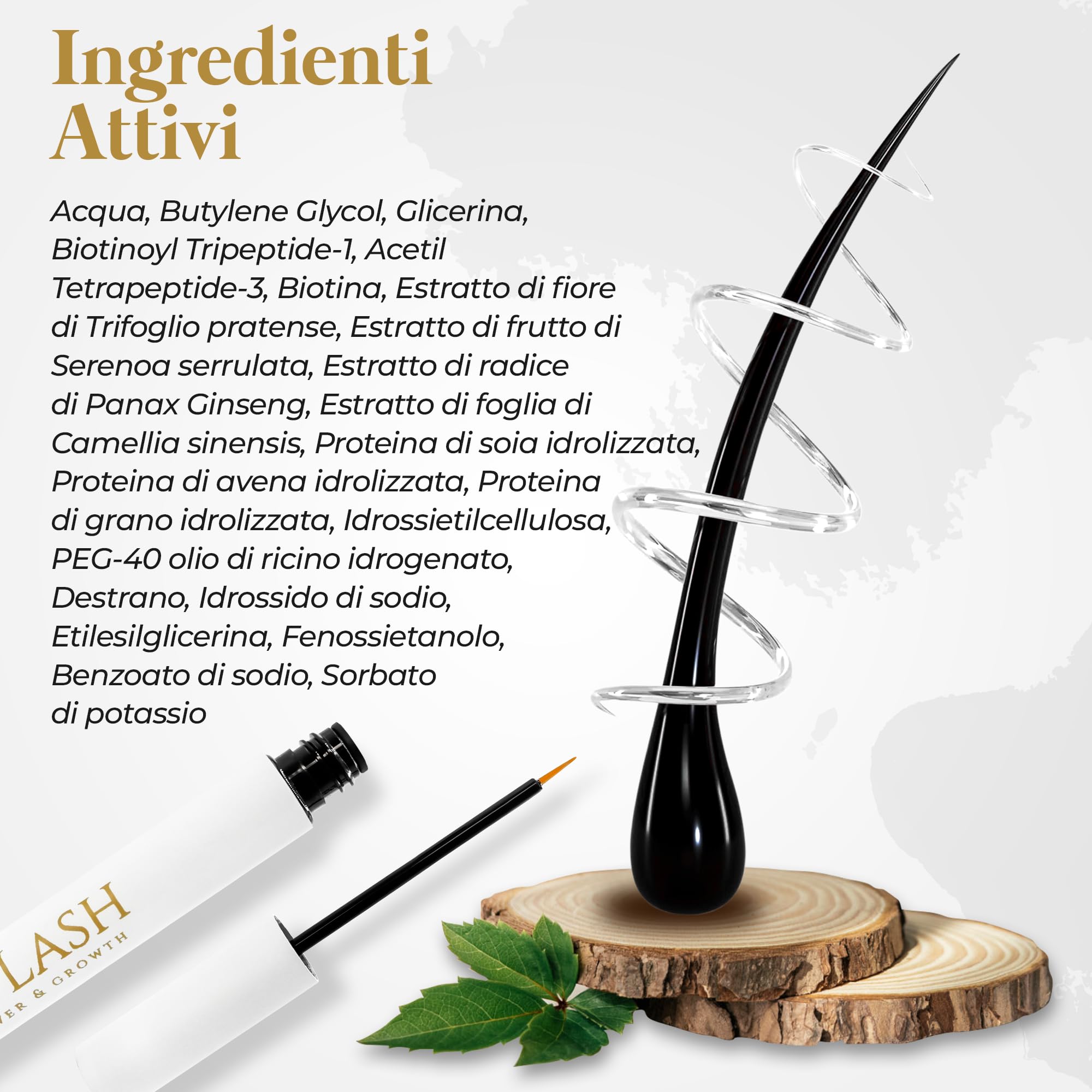 Siero Ciglia Allungante| Siero Crescita Rinforzante Naturale SENZA Ormoni| Trattamento Rinforzante 5ml per 4 Mesi | Guida e Misuratore Inclusi