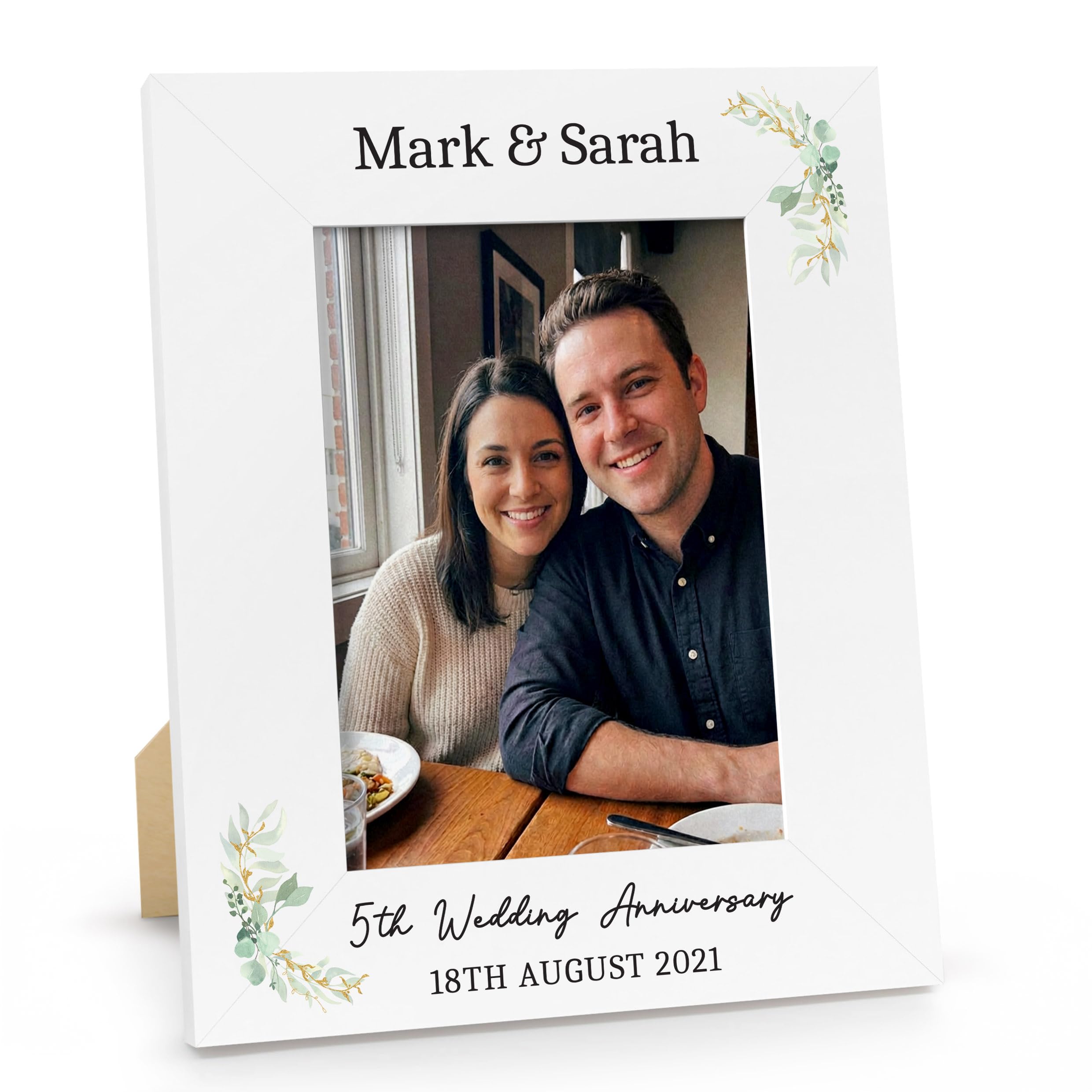 Beecreative 5th Anniversary Wedding Gifts, Personalised Wood Photo Frame