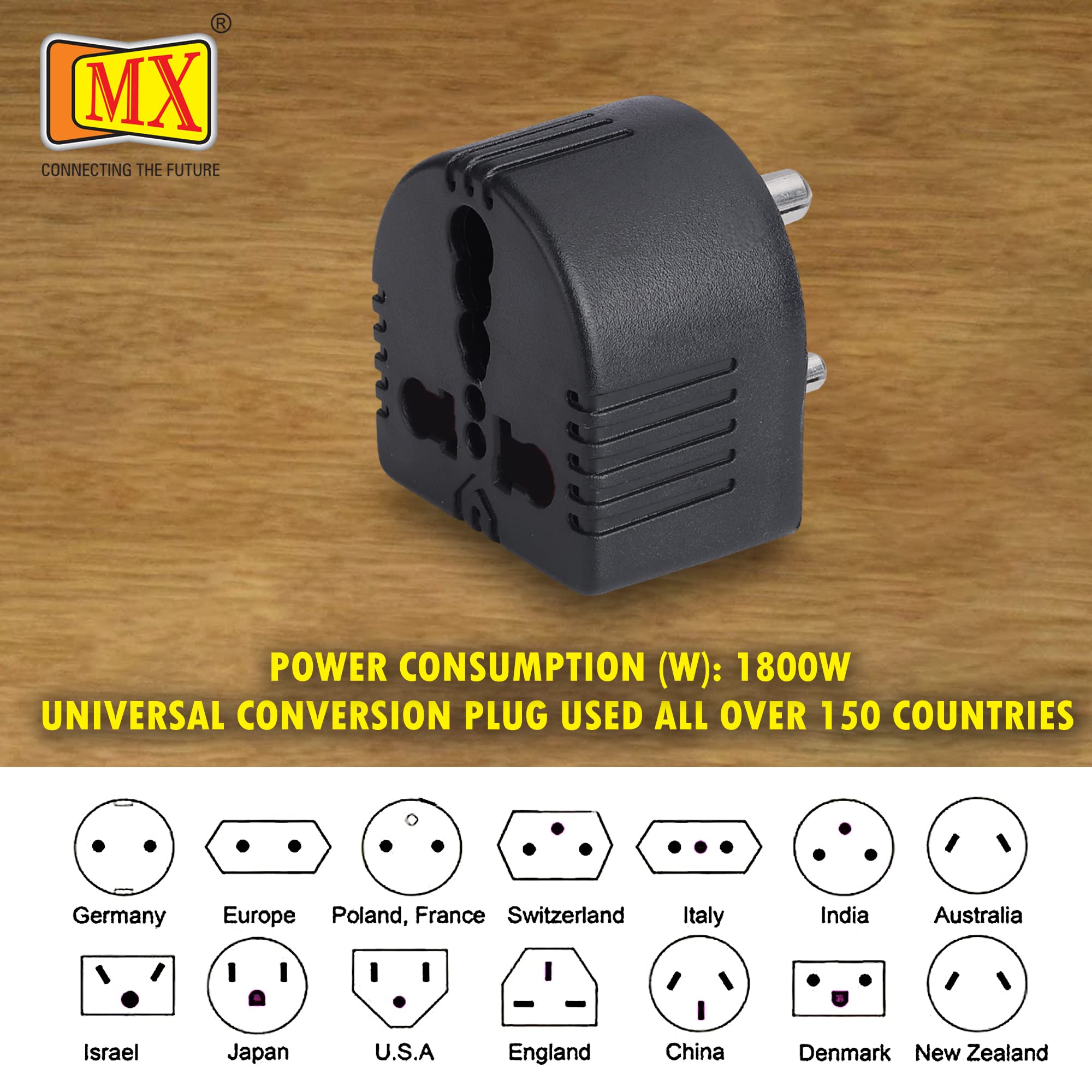MX 3 Pin Universal Conversion Plug 5A to 15A Power Adapter – Multi-Purpose Socket Connector with Flame Retardant Housing for Home, Office & Travel 4
