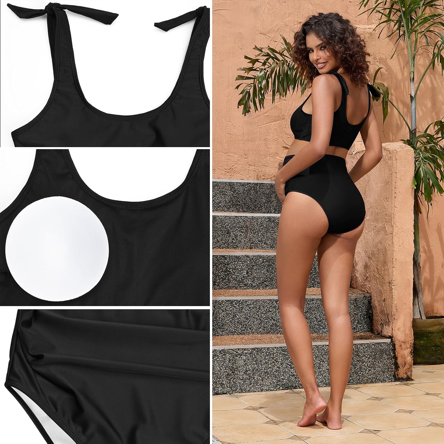 GINKANA Maternity Bikini Set Two Piece Pregnancy Swimsuit Tie Shoulder Straps High Waist Swimwear Pregnancy Bathing Suits