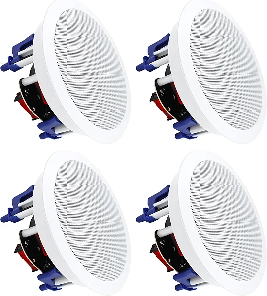 STUDIOFINIX 5.25 Inch Ceiling Speakers 600 Watts Passive Wired Flush Mount for Home Theater, Living Room, Office,Kichten,Study Room,Basement,Covered Patio and Flush Mount(4 Speakers)