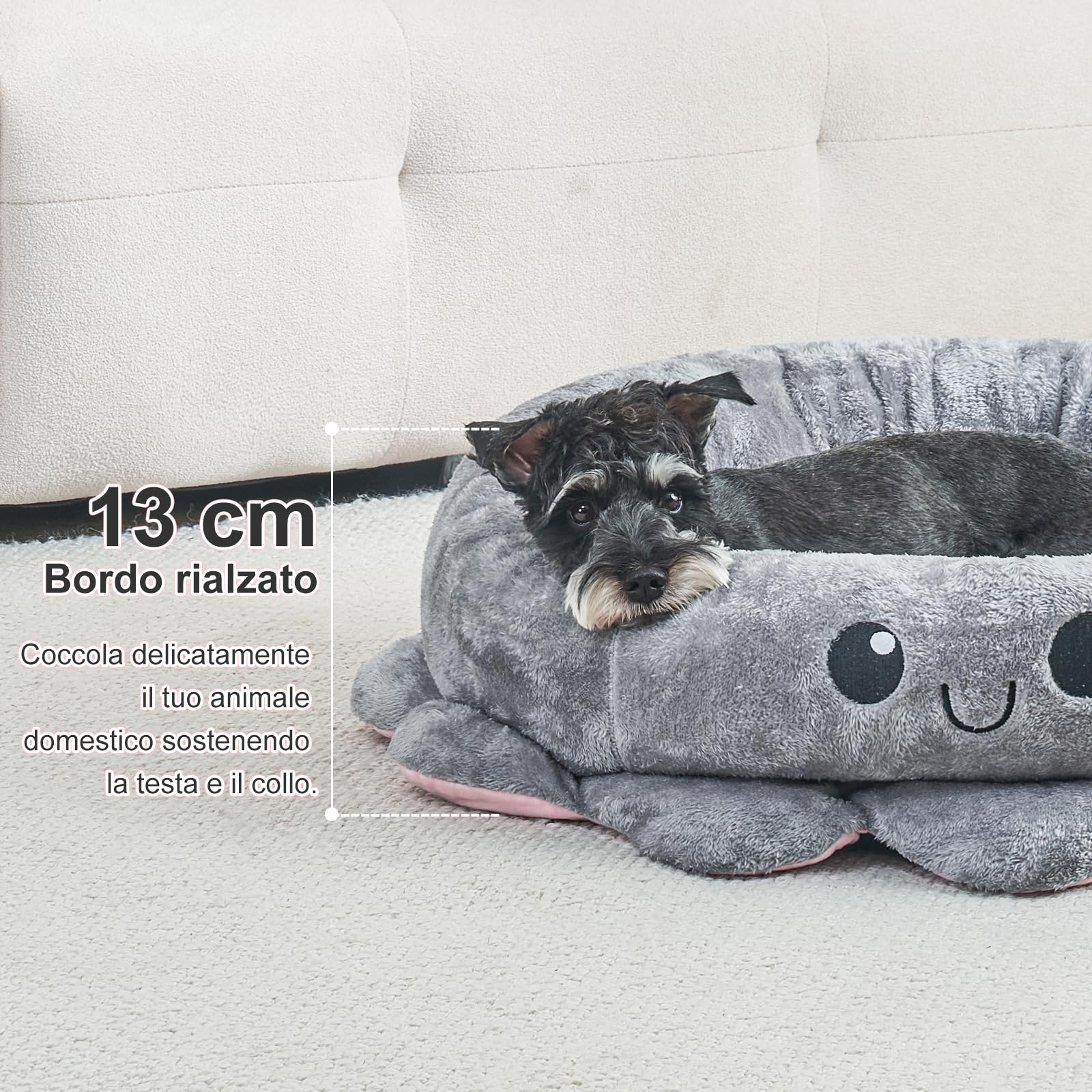 Jiupety Octopus Cuccia per cani, grigio, L