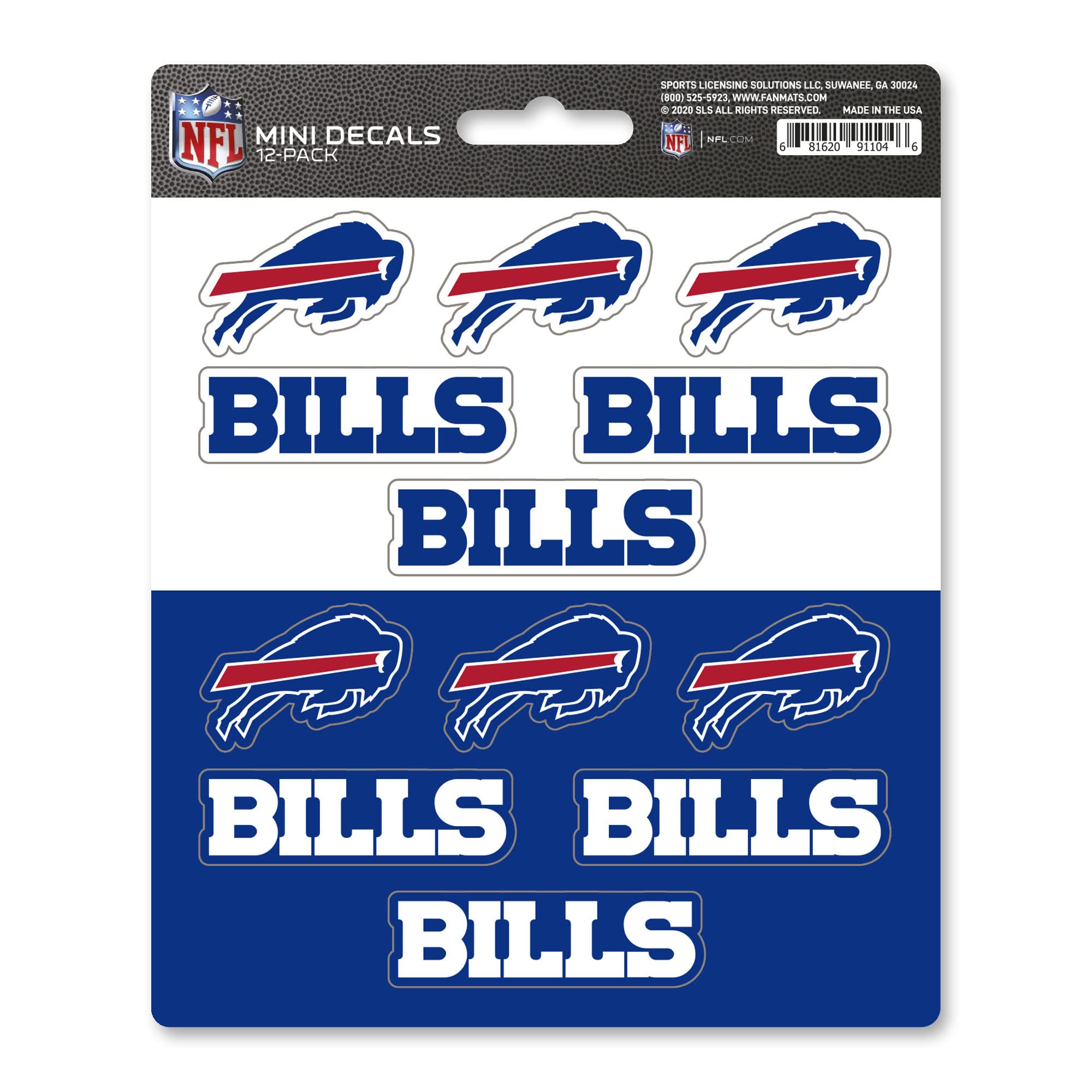 FANMATS NFL Buffalo Bills, Mini-Aufkleber-Set, 12 Stück