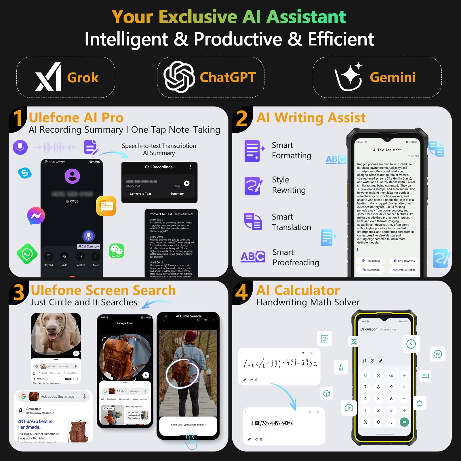 Ulefone RugKing 3 Pro Cellulare Android 15, 5700mAh AI Rugged Smartphone 16GB+128GB/SD-2TB, Octa-Core 48MP+8MP Telefono Impermeabile 6.56" 120Hz, 120LM Super Torcia/3-Slots/OTG/NFC/GPS Orange