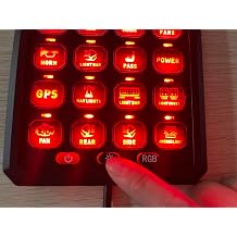 RGB 16 Gang Switch Panel w/Memory Function Auto-Dimmable Toggle Momentary Pulsed Multifunction Switch Panel Pod 12-24V Switch Panel Waterproof for Truck Boat UTV