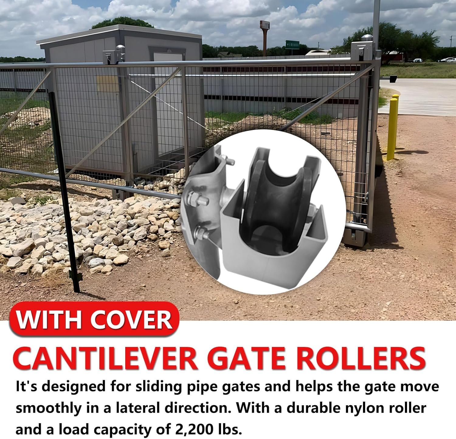 4" Square Post x 2" Chain Link Fence Gate Frame-Cantilever Gate Wheels Cantilever Slide Gates Cantilever Gate Rollers (B - 4" Square Post with Covers - 1Pack)