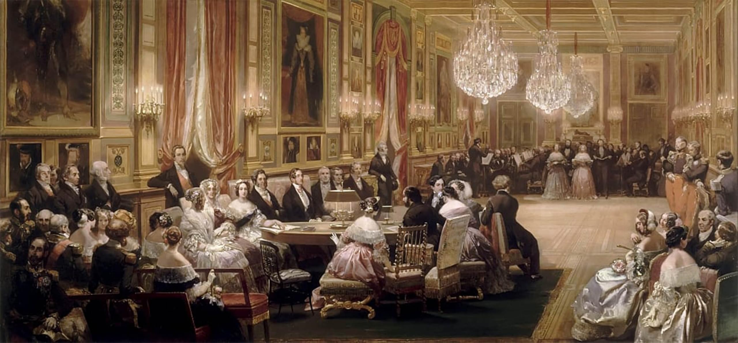 POSTERIIk Famous Animal Posters Vintage Picture Concert in the Galerie Des Guise At Chateau by Eugene Louis Lami Modern Wall Decor for Home Decor 60x90cm