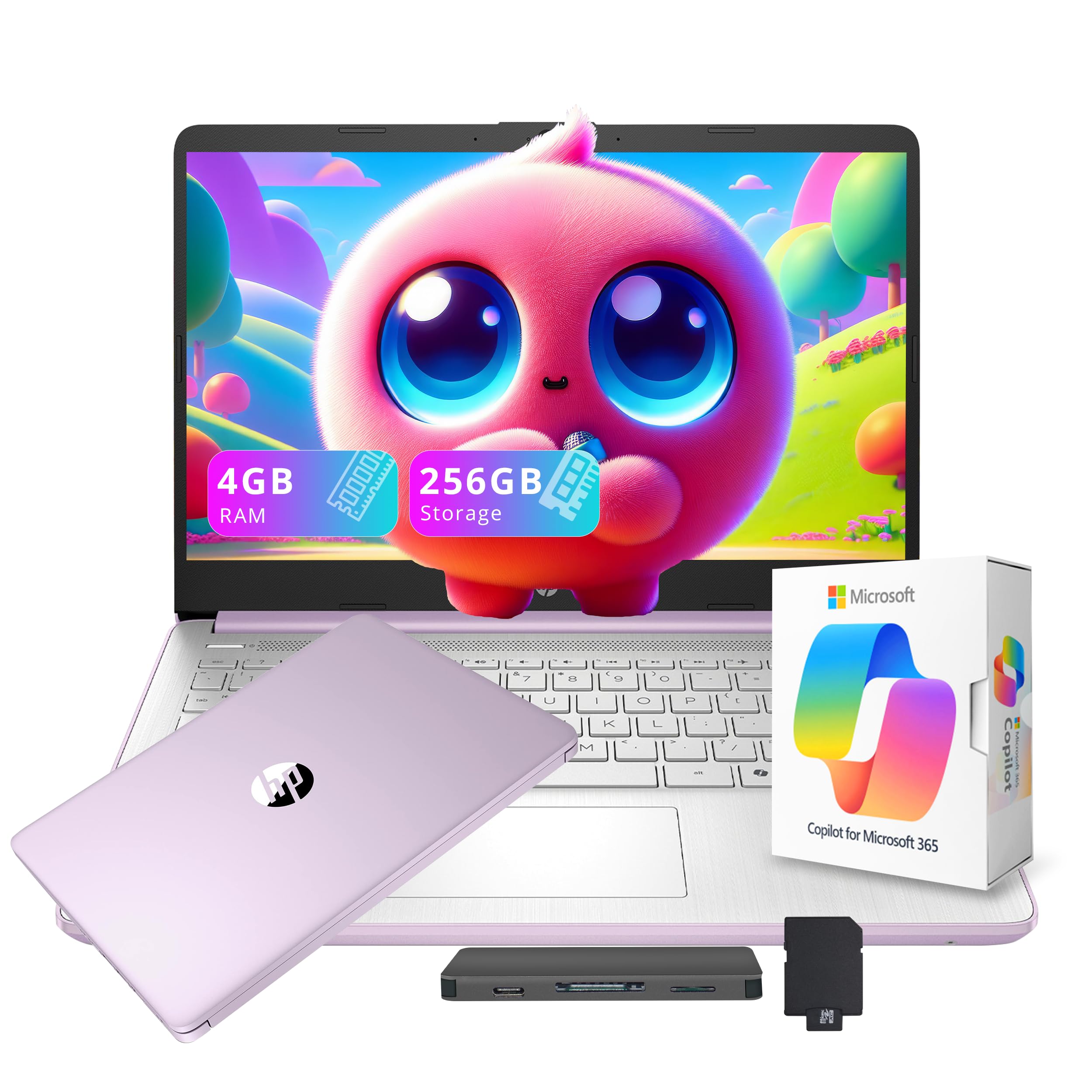 HP Flagship 14" HD Student&Business Laptop with AI Copilot, 13th Gen Intel 4-Core, 4GB RAM, 256GB Storage (128GB UFS + 128GB Docking Station), 1 Year