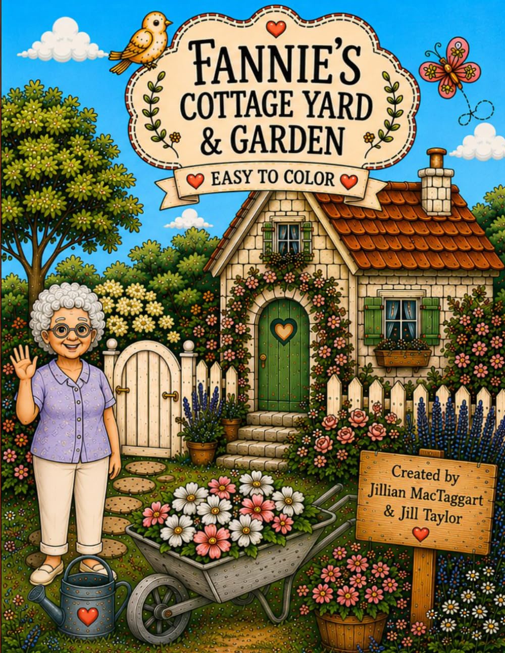 Fannie's Cottage Yard and Garden Coloring Book: Bold & Easy Cozy Cottage Coloring Pages