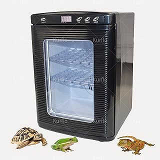 Kurflo 爬虫類専用孵卵器 インキュベーター 自動孵卵器 5~60℃温度制御 25L大容量 両生類・爬虫類 静音 透明ドア 棚板1枚付 LED庫内ライト 振動軽減 コンパクトサイズ 冷却・加熱機能 保温庫 アリの飼育 日本語取扱説明書付 (2層)