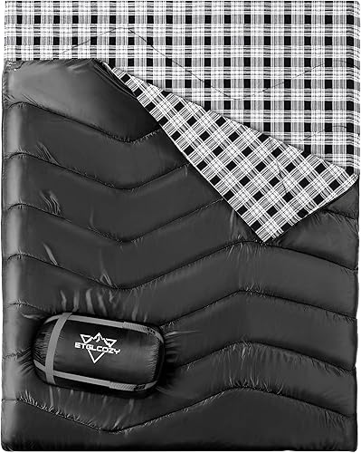 Miniatura 9 de XL Queen Size 2 Person Double Sleeping Bag for Adults, Lightweight Compact with Flannel Liner & Thermolock Draft Tube, Machine Washable All Season