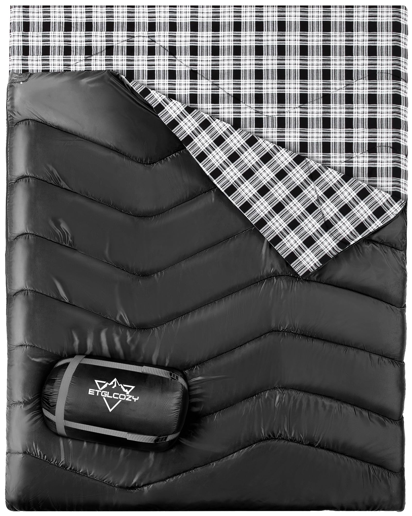 ETGLCOZY Doppelschlafsack Baumwolle Flanell Schlafsack 2 Personen
